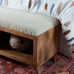 Kirkland's Home Benches & Ottomans-Wood Upholstered Seat Open Storage Bench