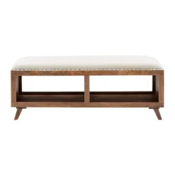 Kirkland's Home Benches & Ottomans-Wood Upholstered Seat Open Storage Bench