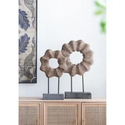 Kirkland's Home Statues & Figurines-Wood Wave Ring Figurine