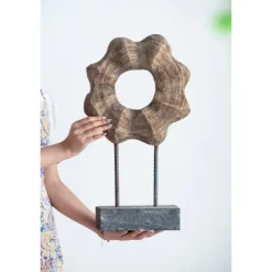Kirkland's Home Statues & Figurines-Wood Wave Ring Figurine