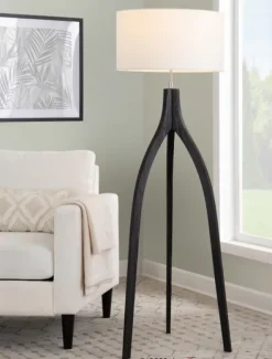 Kirkland's Home Floor Lamps-Wood Wishbone Floor Lamp