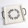 Kirkland's Home Decorative Trays-Wood Wreath Tray With Handles