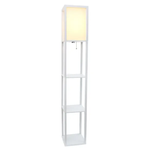 Kirkland's Home Floor Lamps-Wooden Column Shelf Floor Lamp