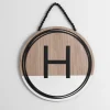 Kirkland's Home Monogram Wall Decor-Wooden Neutral Beaded Monogram H Plaque
