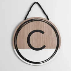 Kirkland's Home Monogram Wall Decor-Wooden Neutral Beaded Monogram C Plaque