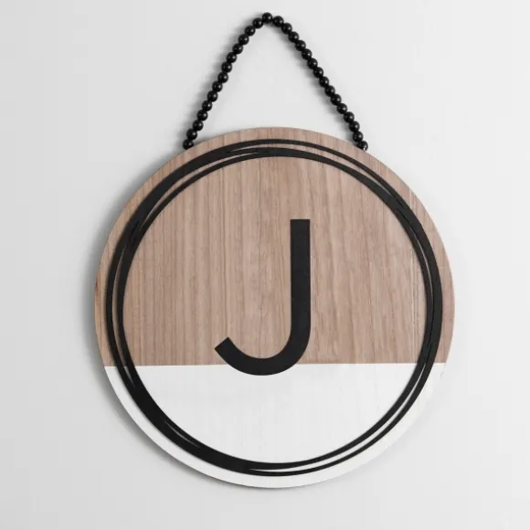 Kirkland's Home Monogram Wall Decor-Wooden Neutral Beaded Monogram J Plaque
