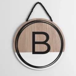 Kirkland's Home Monogram Wall Decor-Wooden Neutral Beaded Monogram B Plaque
