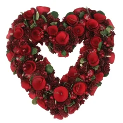 Kirkland's Home Wreaths-Wooden Roses And Cherries Valentine Heart Wreath