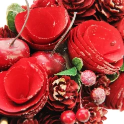 Kirkland's Home Wreaths-Wooden Roses And Cherries Valentine Heart Wreath