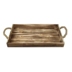 Kirkland's Home Decorative Trays-Wooden Tray With Rope Handles