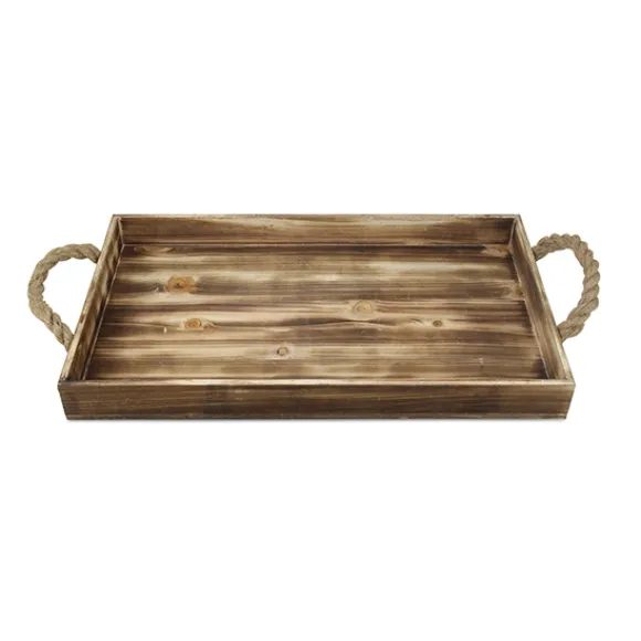 Kirkland's Home Decorative Trays-Wooden Tray With Rope Handles
