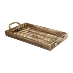 Kirkland's Home Decorative Trays-Wooden Tray With Rope Handles