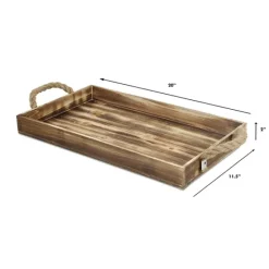 Kirkland's Home Decorative Trays-Wooden Tray With Rope Handles