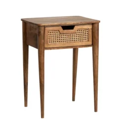 Kirkland's Home Accent & End Tables-Woven Cane And Mango Wood Side Table