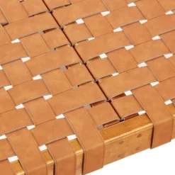 Kirkland's Home Benches & Ottomans-Woven Leather Textured Wood Bench