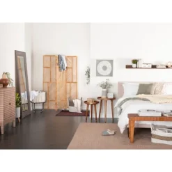 Kirkland's Home Benches & Ottomans-Woven Leather Textured Wood Bench