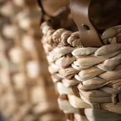 Kirkland's Home Baskets & Boxes-Woven Rat And Faux Leather Baskets, Set Of 2