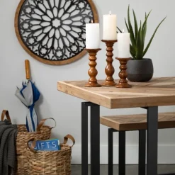 Kirkland's Home Baskets & Boxes-Woven Rat And Faux Leather Baskets, Set Of 2