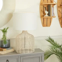 Kirkland's Home Table Lamps-Woven Rattan Table Lamp
