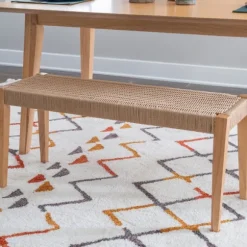 Kirkland's Home Dining Chairs-Woven Rope Wood Dining Bench