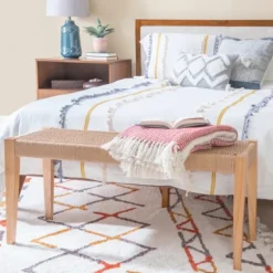 Kirkland's Home Dining Chairs-Woven Rope Wood Dining Bench