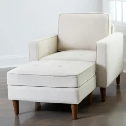 Kirkland's Home Benches & Ottomans-Wyatt Ecru Woven Ottoman