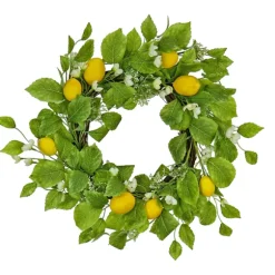 Kirkland's Home Wreaths-Yellow Lemon Blossom Wreath