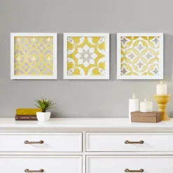 Kirkland's Home Framed Art-Yellow Tuscan Framed Wood Art Prints, Set Of 3